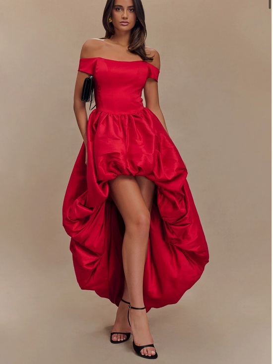 Meshki Dresses & Skirts - Meshki Red Off-Shoulder High-Low Ball Skirt; Meshki Amelia Bubble Maxi Dress